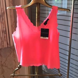 Scalloped pink tank from top shop